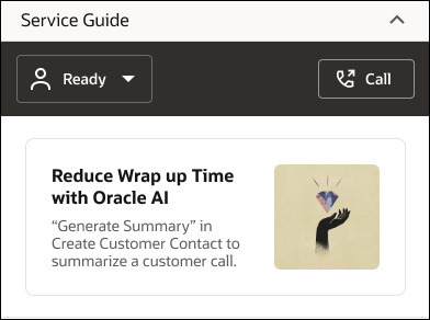 Image of Service Guide zone in "Ready" status.