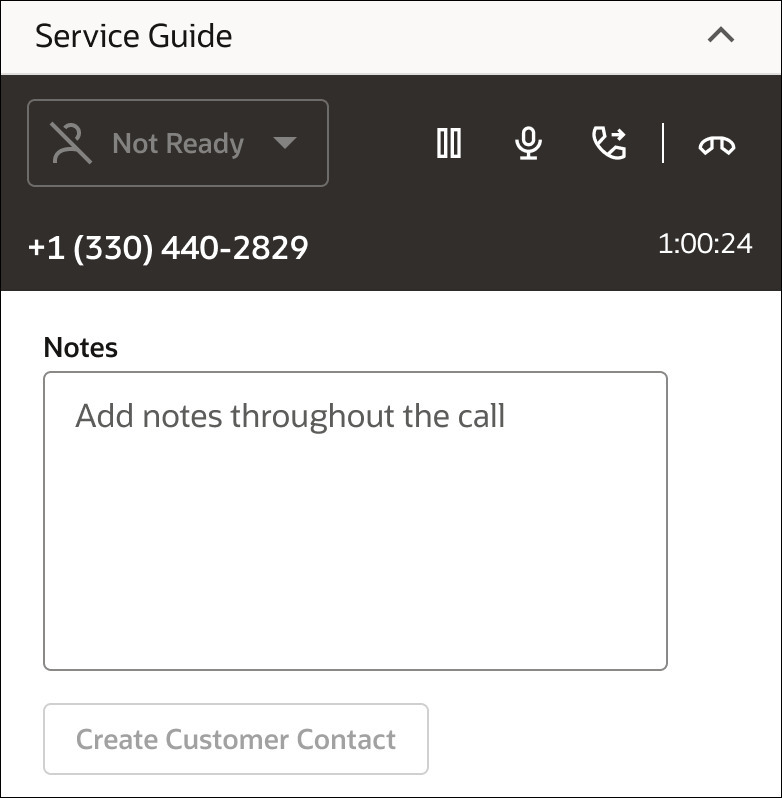 Image of Service Guide zone during an active call.