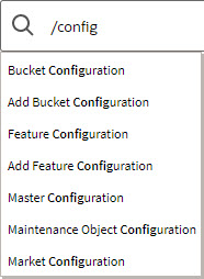 Search field with the text 'config' and a dropdown of results matching that input. Search field with the text 'config' and a dropdown of results matching that input.