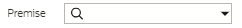 Image of the Premise input field with a magnifying glass icon in line in the input field and a down arrow on the right.