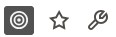 Three icons - a target, which is selected, a star and a wrench