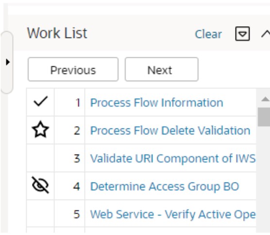Detail of the work list zone