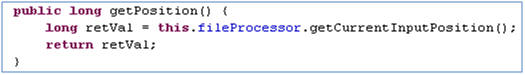 This screenshot shows how the getPosition() method is invoked by GFP. This screenshot shows how the getPosition() method is invoked by GFP.