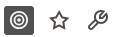 Three icons - a target, which is selected, a star and a wrench