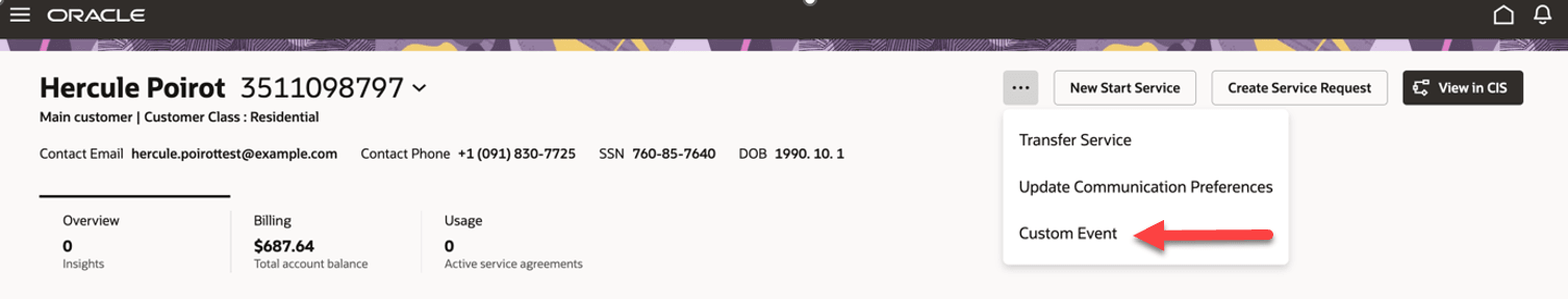 This figure shows an example of where you can add a custom action on the Secondary Action menu.