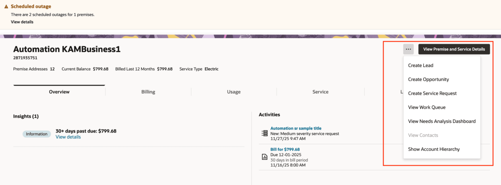 This image shows where you can add custom actions to the screen.