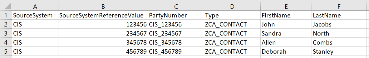 Example of the contact import file. Example of the contact import file.