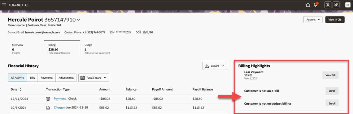 This screen shows you where you can add your custom billing program enrollments.