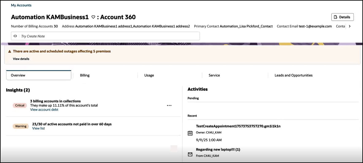 This image shows an example of the Overview tab.