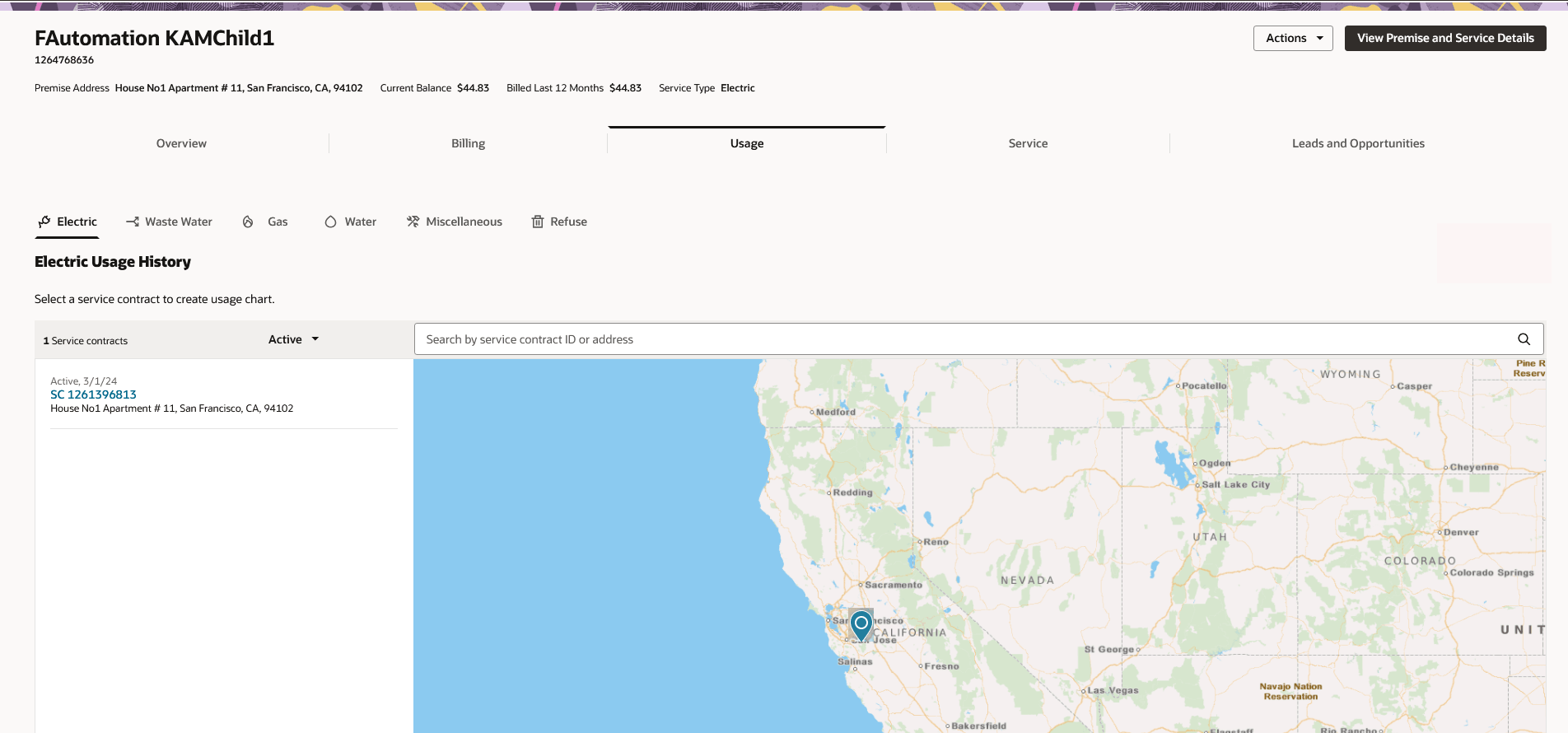 This image shows an example of the Service Contract Usage Map.