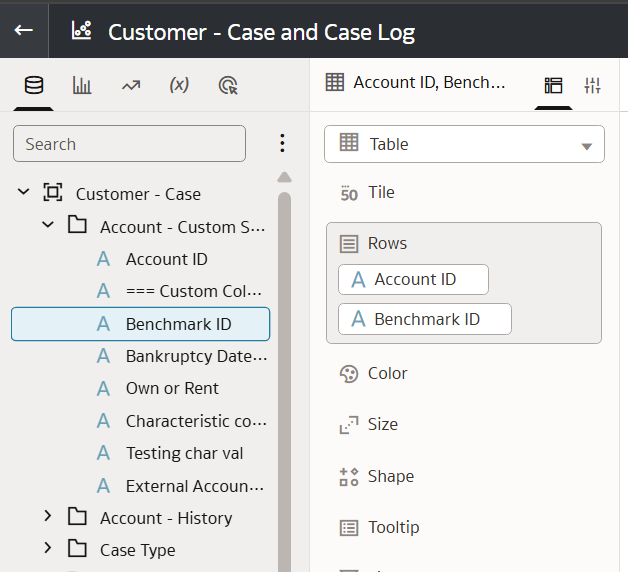 Screenshot of where custom columns appear in Oracle Utilities Data Intelligence.