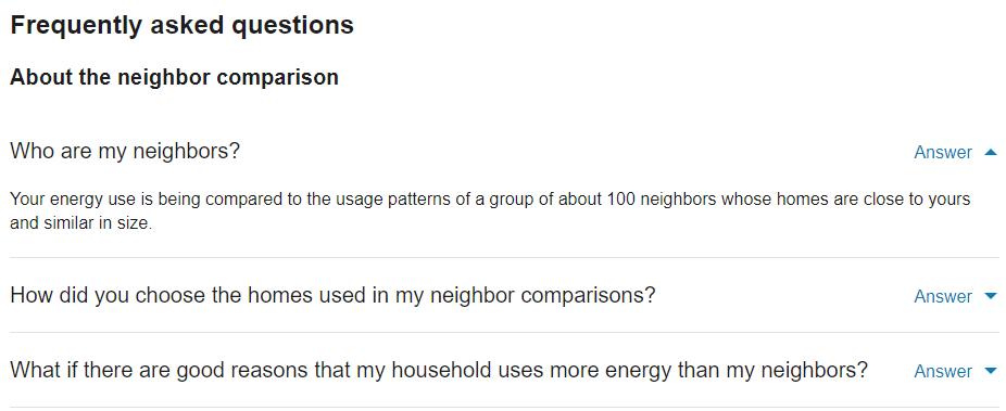 Example screenshot of FAQs that can be displayed.