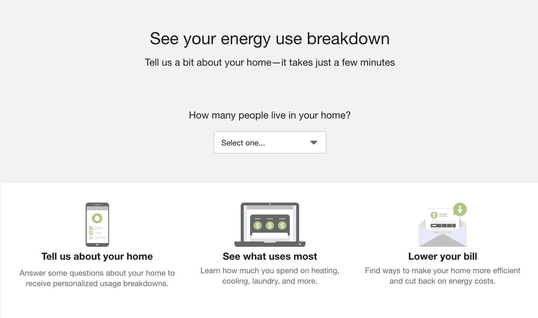 Example screenshot of the Home Energy Analysis survey start screen.