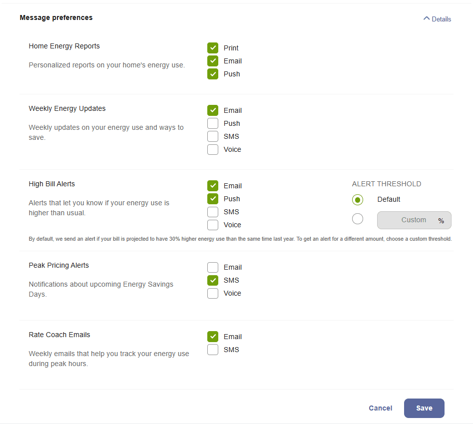 This image shows an example of how to manage preferences for a recipient.