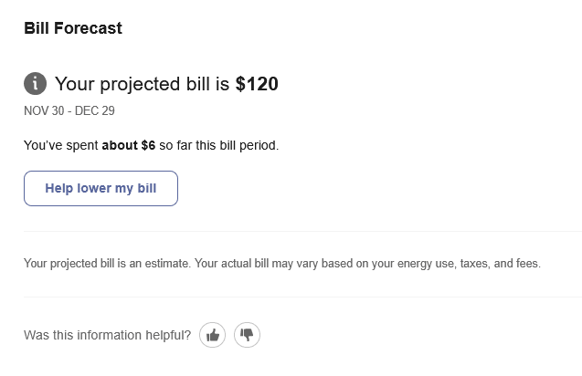Screenshot of a cost forecast, but no baseline cost.