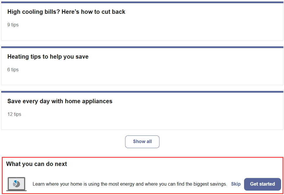 Screenshot example of the Next Best Action banner.