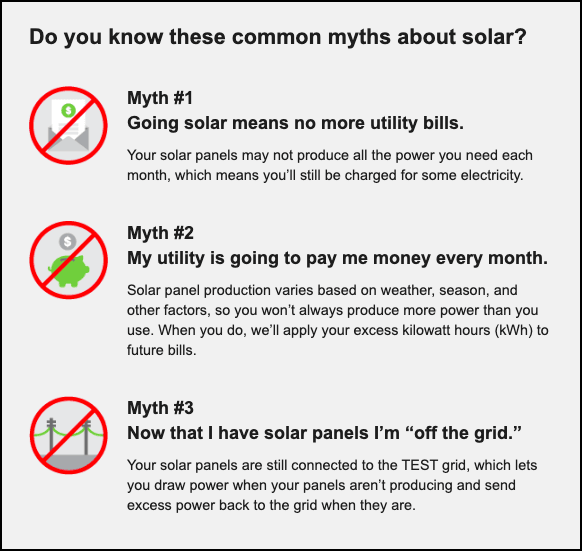 This image shows an example of the Myths module.