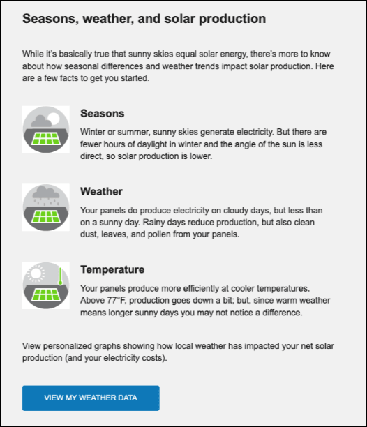 This image shows an example of the Weather, Season, and Temperature module.