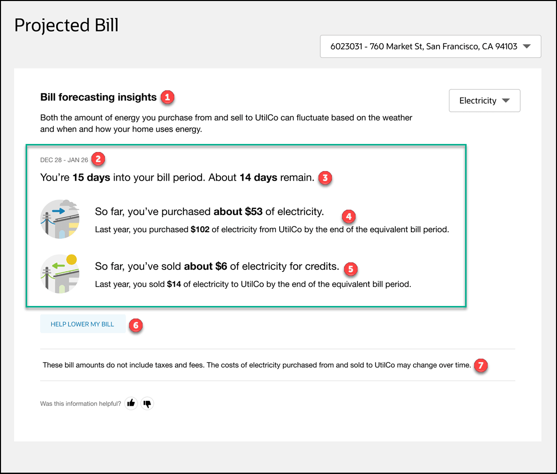 This image is an example of the Cost view for net billing customers.