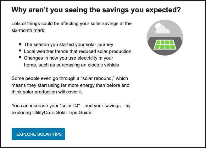 This image shows an example of the Message for Non Savers module.