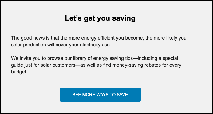 This image shows an example of the Message for Non-Savers module.