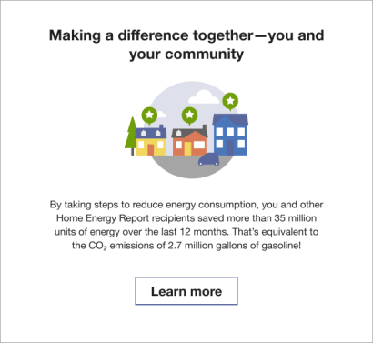Image of a Community Marketing Message module with a learn more button
