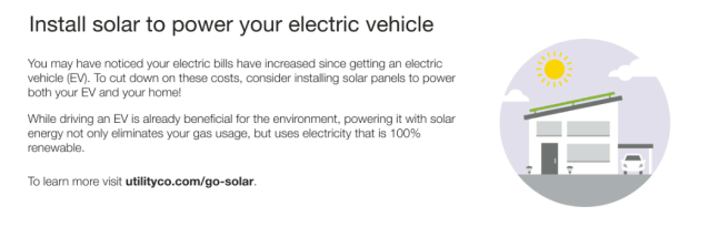 Image of a marketing module designed to promote the benefit of solar panels in the Electric Vehicle Report