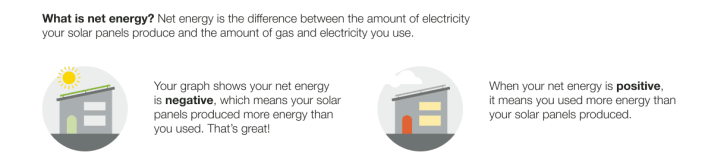 Image of Net Explainer module for a Solar Report of a customer with dual fuel and a positive comparison state