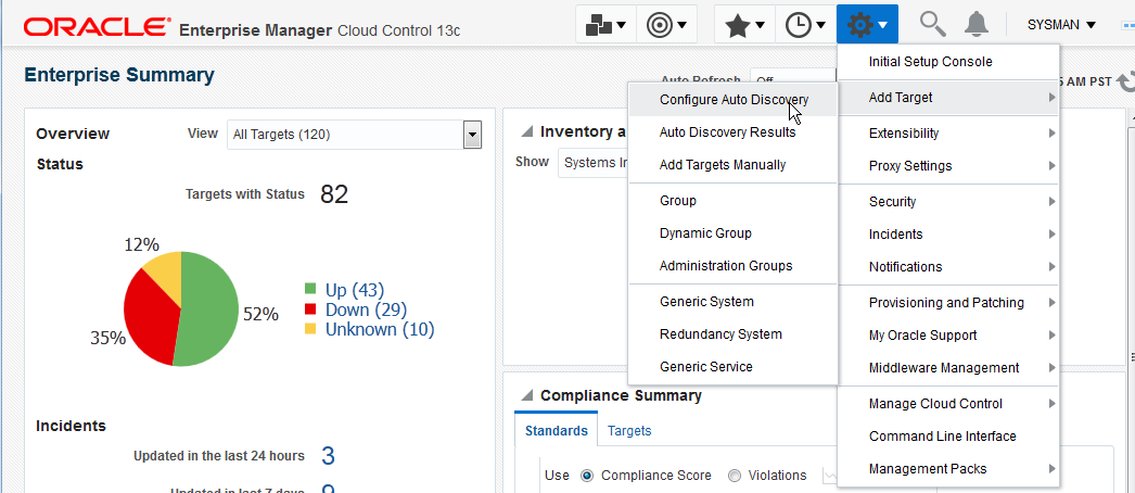 Start the environment discovery configuration by navigating to the Setup Discovery page.