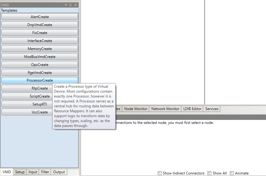 Image of VMD tab, processorcreate on templates panel