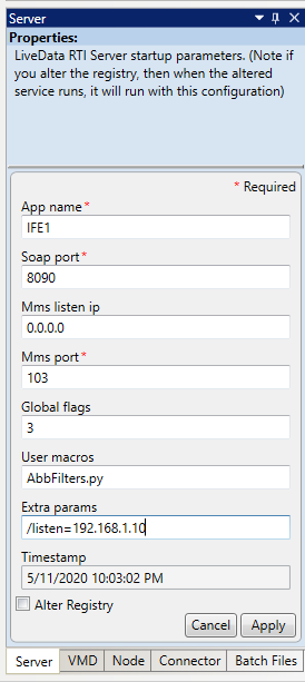 Image of Server properties