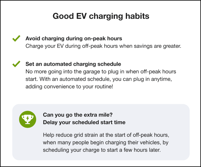 This is an example of the EV Habits Module.