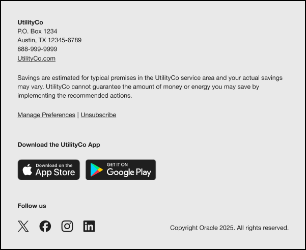 Example of the Email Footer module.