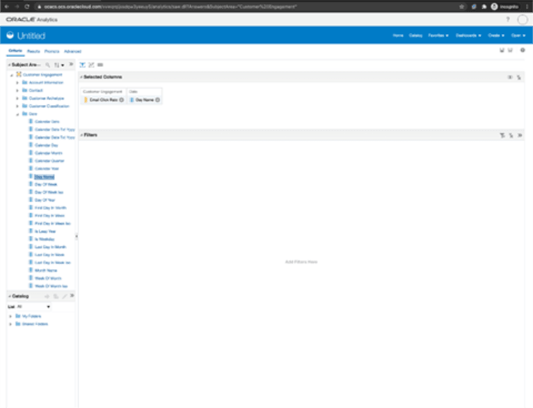 Image of selected columns in analysis window
