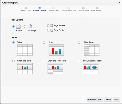 Image of create report layout screen