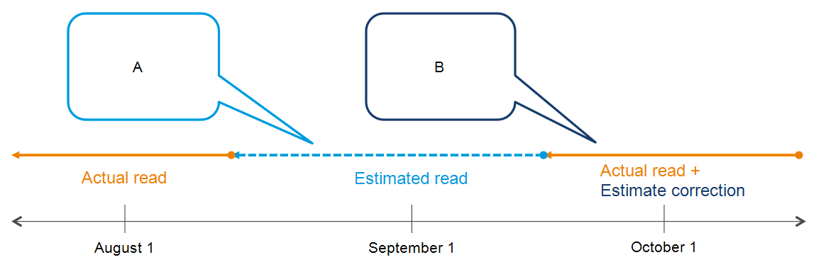 Diagram of estimated read true-up