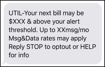 This image shows an example of the text alert.