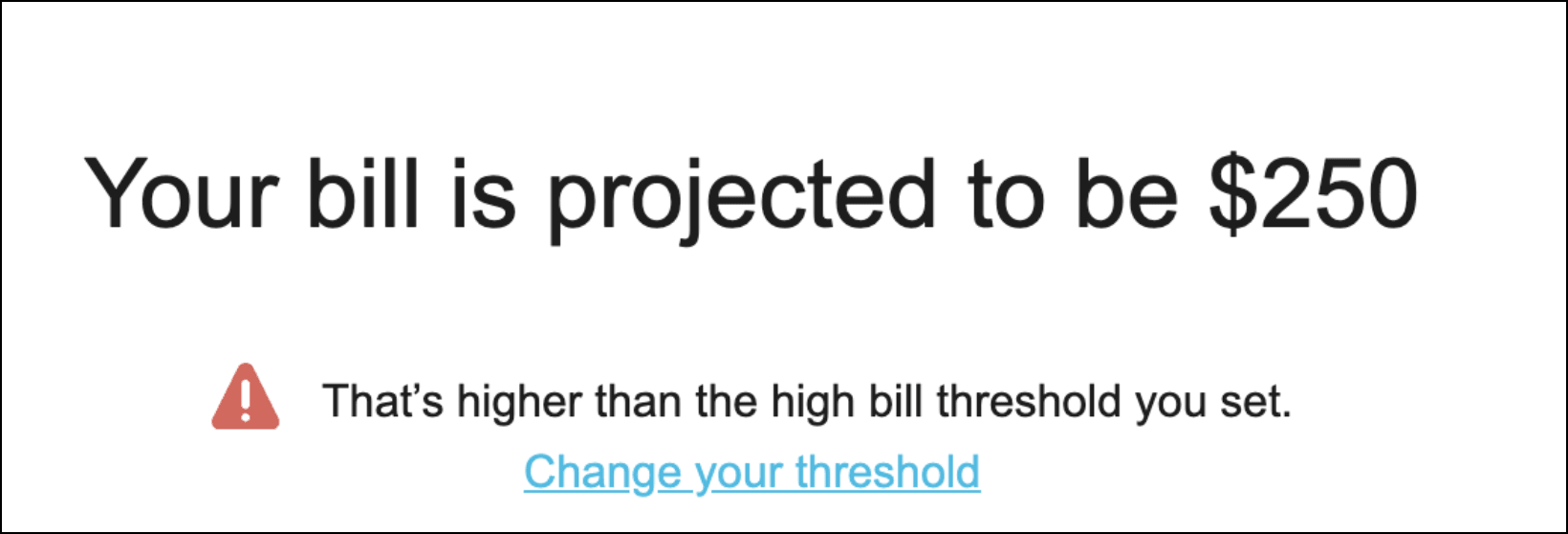 This image shows an example of the Bill Forecast module.