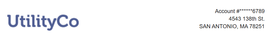 Header for High Bill Alerts AMI emails which includes a utility logo, customer's name, and masked utility account information.