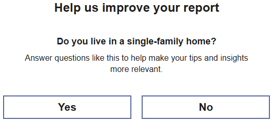 The mini home energy analysis which provides initial questions from the survey for the customer to answer.