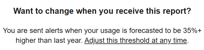 Message explaining a customer's current personal threshold along with a link to modify the threshold.