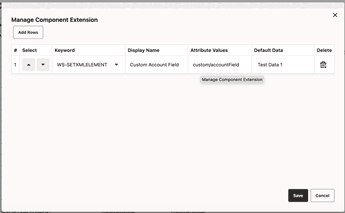 Shows the Manage Component Extension GUI.