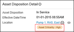 Example of Asset Criticality Insight Type in the Asset Disposition Detail section