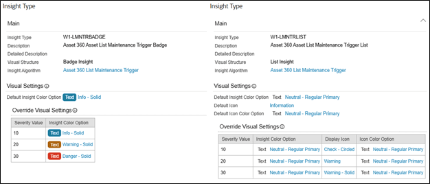 Example of Asset List Maintenance Trigger Insight Type