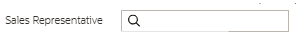 Image of Sales Representative input field with a magnifying glass icon in line in the input field.
