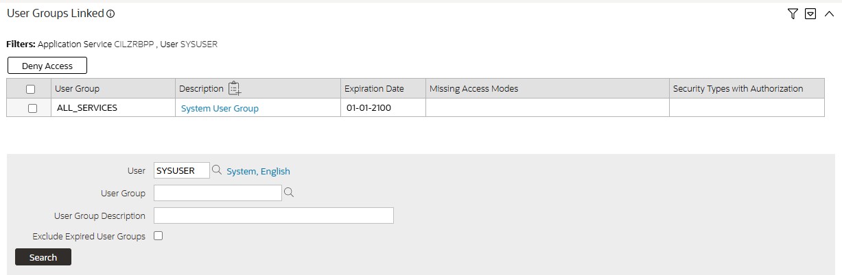 Screenshot with a result grid and a filter area below it with a user ID populated to limit the results.
