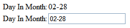 HTML rendered for oraType="dayInMonth"