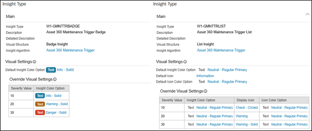 Example of Maintenance Trigger Insight Type