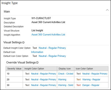 Example of Current Activities List Insight Type