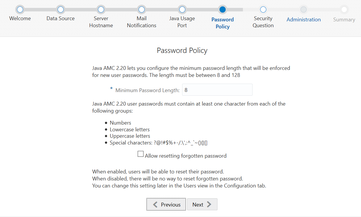 Setting Password Length